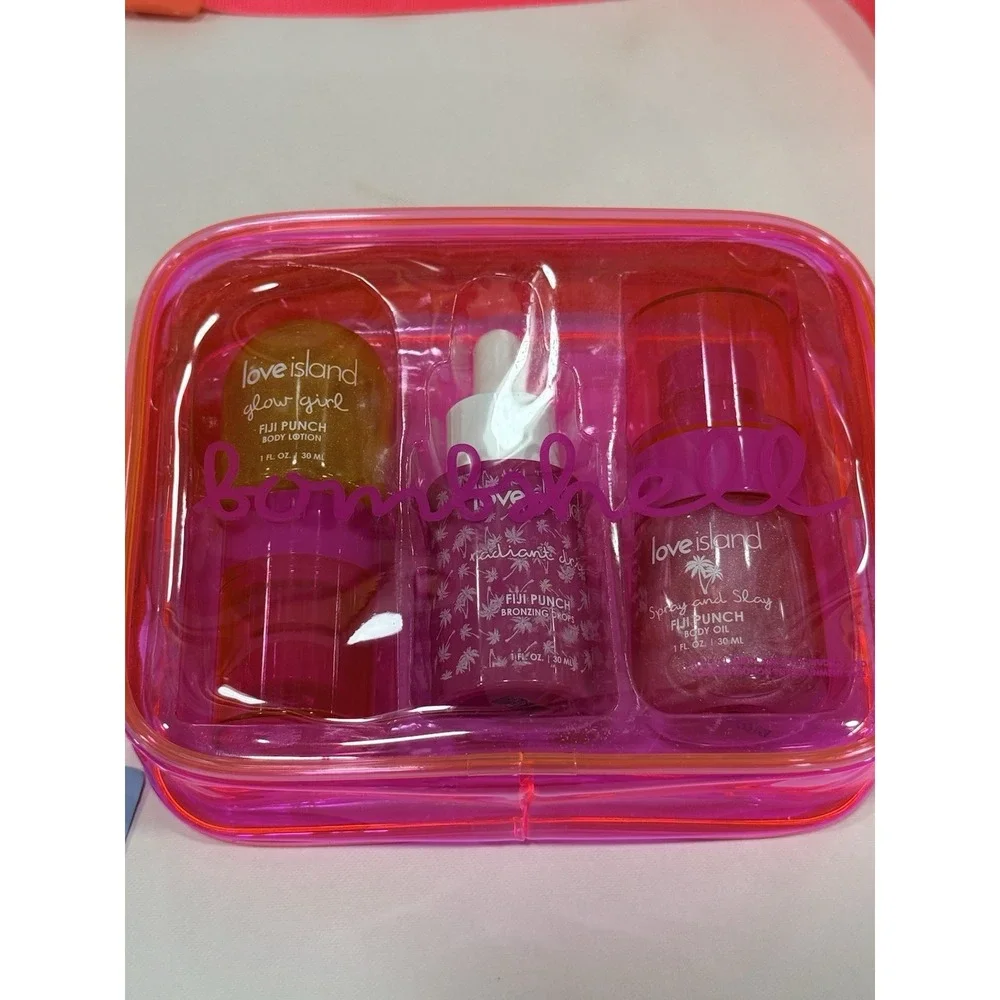 NEW Love Island Bombshell Glow-Up Set • Pink Transparent Travel Bag